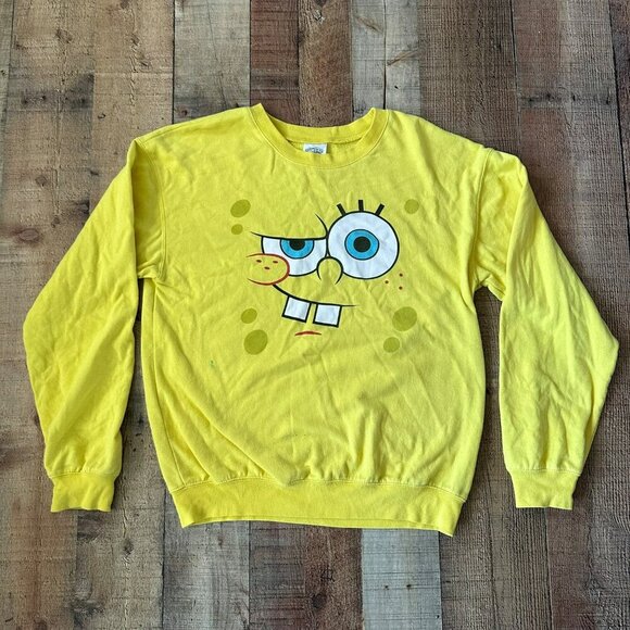 SpongeBob SquarePants Yellow Sweatshirt Youth M (7-9) Cotton/Polyester - Picture 1 of 7